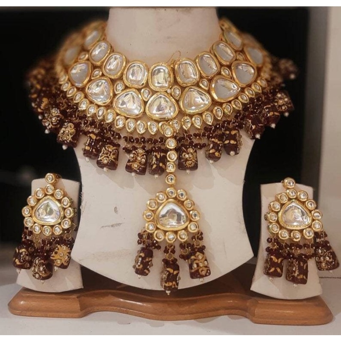 Jadau Necklace Indian Bridal Wedding Choker Necklace Set , Minakari- Kundan Necklace/ Jewelry With Drop Earrings Mangtika Necklace, Diwali | Save 33% - Rajasthan Living 6