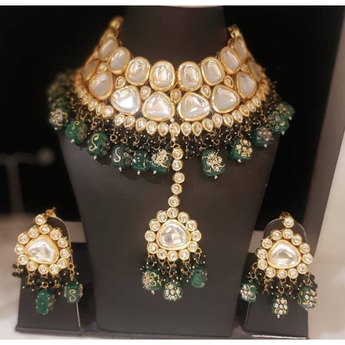 Jadau Necklace Indian Bridal Wedding Choker Necklace Set , Minakari- Kundan Necklace/ Jewelry With Drop Earrings Mangtika Necklace, Diwali | Save 33% - Rajasthan Living 7
