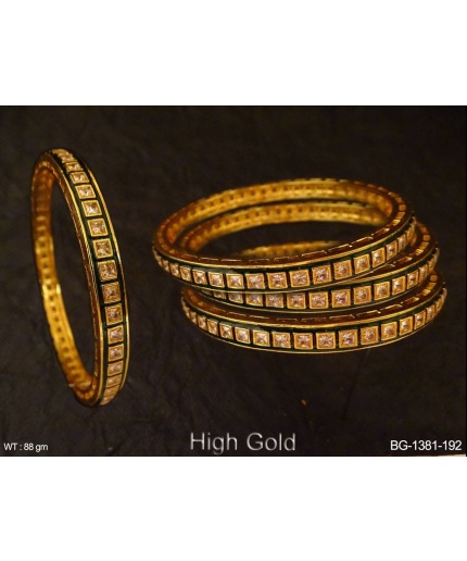 4 Piece Gold Diamond Bangles/ Crystal Bangles/ Indian Jewelry/ Pakistani Jewelry/ Turkish Jewelry/ Wedding Jewelry/ African Jewelry/ Green | Save 33% - Rajasthan Living 3