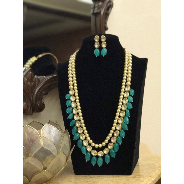 Indian Traditional Kundan Long Nacklace Jewelry Set, Necklace, Kundan Jewelry in Cream Pearls, Kundan Meena, Diwali Sale, New Long Jewellery | Save 33% - Rajasthan Living 8