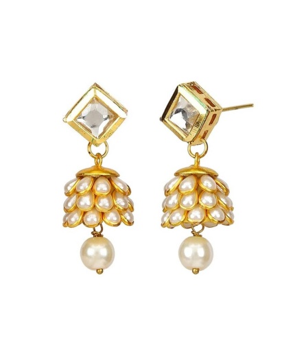 Polki Earrings/indian Earrings/chandbali Earrings/south Indian Jewelry/temple Earrings/pearl Drop Earrings/ Delicate Earrings/ Flower Style | Save 33% - Rajasthan Living 7