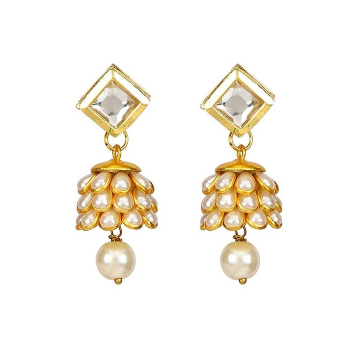 Polki Earrings/indian Earrings/chandbali Earrings/south Indian Jewelry/temple Earrings/pearl Drop Earrings/ Delicate Earrings/ Flower Style | Save 33% - Rajasthan Living 5
