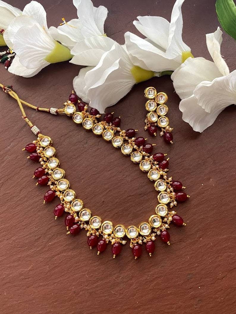 Kundan Necklace/ruby Necklace/green Choker Necklace/ Beaded Necklace/indian Necklace/kundan Jewelry/indian Wedding Jewelry/pakistani Jewelry | Save 33% - Rajasthan Living 12