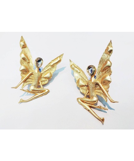 New Handmade Gold Plated Butterfly Design Women Shape Earring in Kundan Stone Indian Handmade Earring Handmade Jewellery Kundan Earring | Save 33% - Rajasthan Living