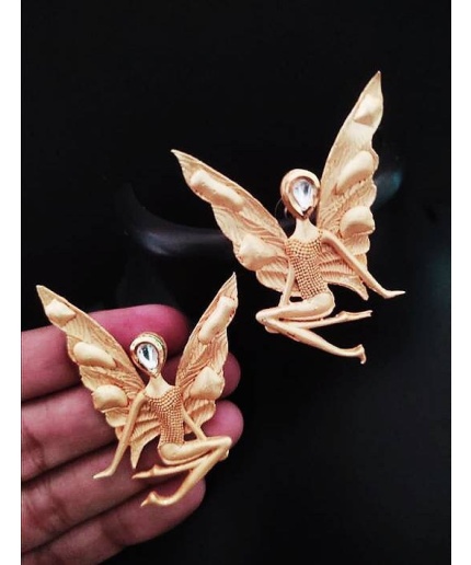 New Handmade Gold Plated Butterfly Design Women Shape Earring in Kundan Stone Indian Handmade Earring Handmade Jewellery Kundan Earring | Save 33% - Rajasthan Living 3