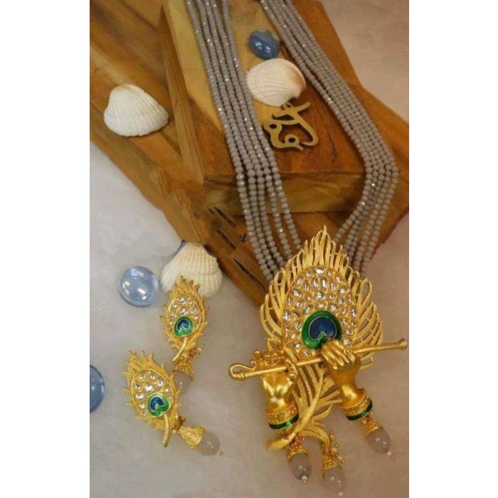 Load Krishna Necklace Set With Matching Peacock Feather Earrings | Save 33% - Rajasthan Living 6