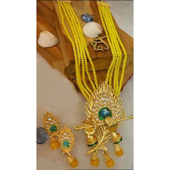 Load Krishna Necklace Set With Matching Peacock Feather Earrings | Save 33% - Rajasthan Living 11