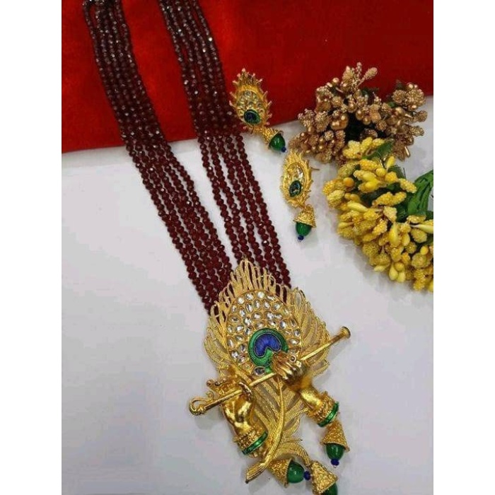 Load Krishna Necklace Set With Matching Peacock Feather Earrings | Save 33% - Rajasthan Living 8