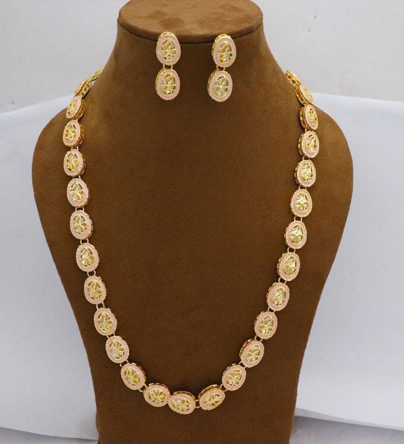 Long Kundan Mala Necklace Studs Jewelry Jewellery Set, Indian Bridal Party Wear Gold Plated Necklace Set, Bridal Handmade Jewelry, Diwali | Save 33% - Rajasthan Living 18