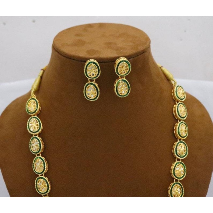 Long Kundan Mala Necklace Studs Jewelry Jewellery Set, Indian Bridal Party Wear Gold Plated Necklace Set, Bridal Handmade Jewelry, Diwali | Save 33% - Rajasthan Living 6