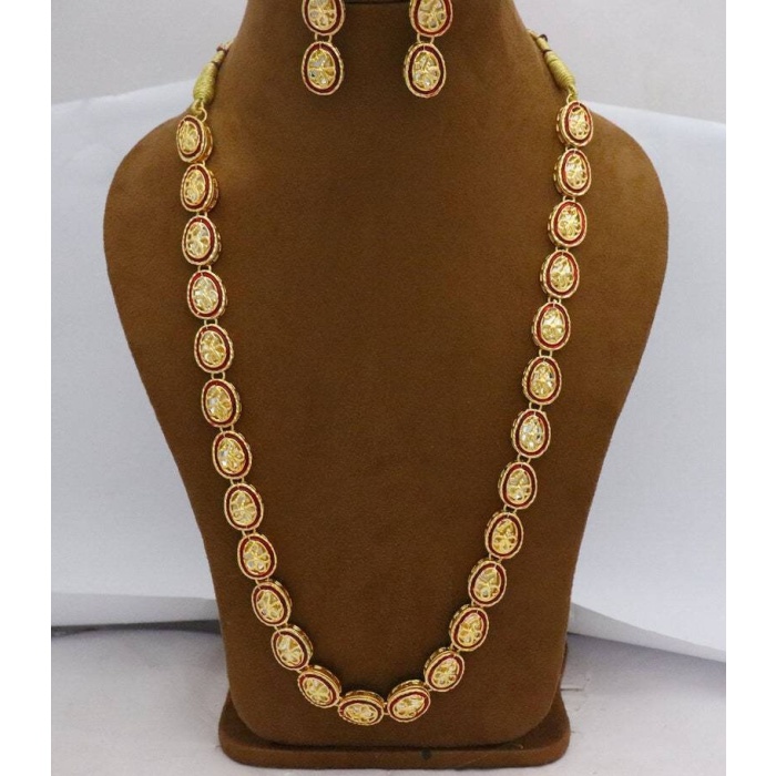 Long Kundan Mala Necklace Studs Jewelry Jewellery Set, Indian Bridal Party Wear Gold Plated Necklace Set, Bridal Handmade Jewelry, Diwali | Save 33% - Rajasthan Living 11