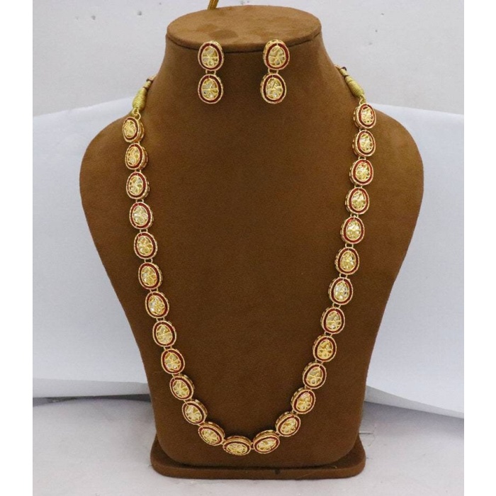 Long Kundan Mala Necklace Studs Jewelry Jewellery Set, Indian Bridal Party Wear Gold Plated Necklace Set, Bridal Handmade Jewelry, Diwali | Save 33% - Rajasthan Living 12