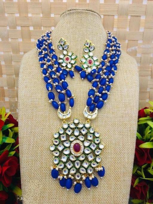New Fashion Long Polki Necklace – Pearl Necklace – Kundan Necklace Set W/earrings – Indian Wedding Bridal Jewelry Kundan Meena, Diwali Sale | Save 33% - Rajasthan Living 12