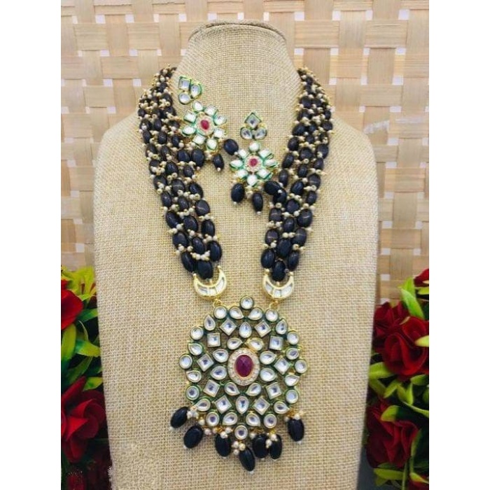 New Fashion Long Polki Necklace – Pearl Necklace – Kundan Necklace Set W/earrings – Indian Wedding Bridal Jewelry Kundan Meena, Diwali Sale | Save 33% - Rajasthan Living 7