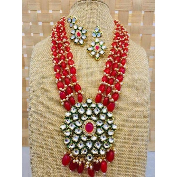 New Fashion Long Polki Necklace – Pearl Necklace – Kundan Necklace Set W/earrings – Indian Wedding Bridal Jewelry Kundan Meena, Diwali Sale | Save 33% - Rajasthan Living 8