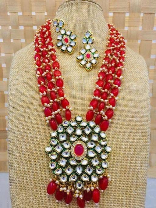 New Fashion Long Polki Necklace – Pearl Necklace – Kundan Necklace Set W/earrings – Indian Wedding Bridal Jewelry Kundan Meena, Diwali Sale | Save 33% - Rajasthan Living 14