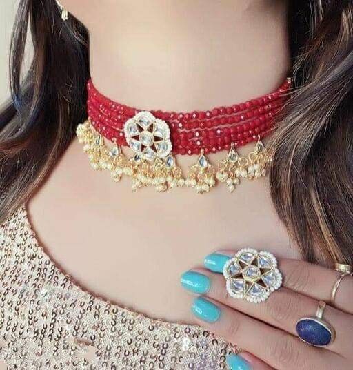 Bridal Set, Pearl Choker Necklace Earrings, Indian Bridal Jewelry Set, Kundan Jewelry, Victorian Pearl Choker Statement, Bollywood Jewelry | Save 33% - Rajasthan Living 14