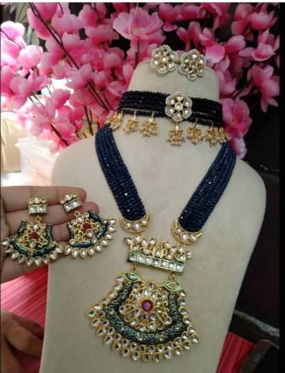 Bridal Set, Pearl Choker Necklace Earrings, Indian Bridal Jewelry Set, Kundan Jewelry, Victorian Pearl Choker Statement, Bollywood Jewelry | Save 33% - Rajasthan Living 10