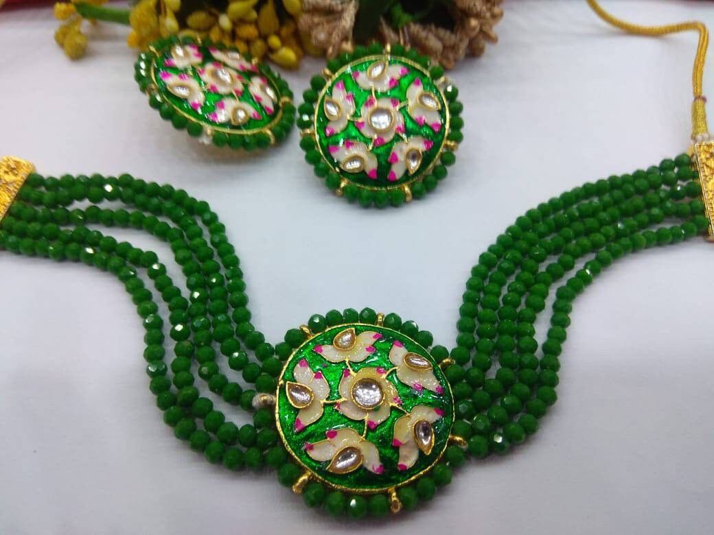Indian Kundan Choker/ Indian Jewelry/ Indian Necklace/ Indian Choker/ Indian Wedding Necklace Set/ Kundan Choker/ Flower Necklace/ Diwali | Save 33% - Rajasthan Living 17