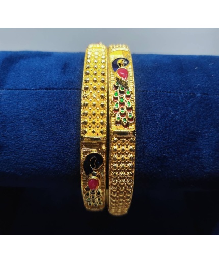 Beautiful Peacock Hand Craftetd Multi Colour Designer Bangles, Indian Bangle, Flower Bangle, Wedding Bangle, Indian Jewellery, 2 Pices Set | Save 33% - Rajasthan Living 3