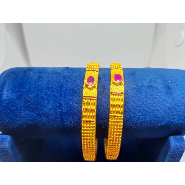 Beautiful Hand Handmade Gold Colour Ruby Stone Designer Bangles, Indian Bangle, Flower Bangle, Wedding Bangle, Indian Jewellery, 2 Pices Set | Save 33% - Rajasthan Living 8