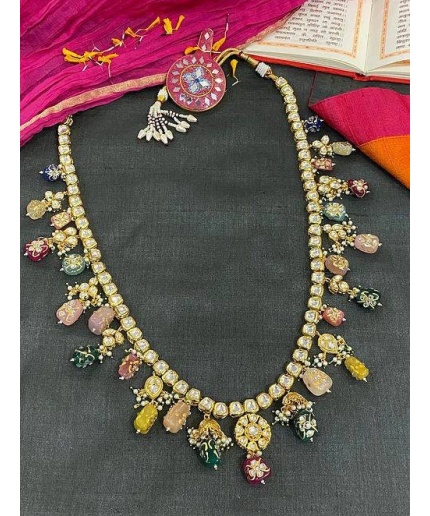 New Multicolored Kundan Jewelry Set Ethnic Indian Traditional Wedding Gold Plated Bridal Jewelry Dulhan Necklace Earrings Set Kundan Pearl | Save 33% - Rajasthan Living 3