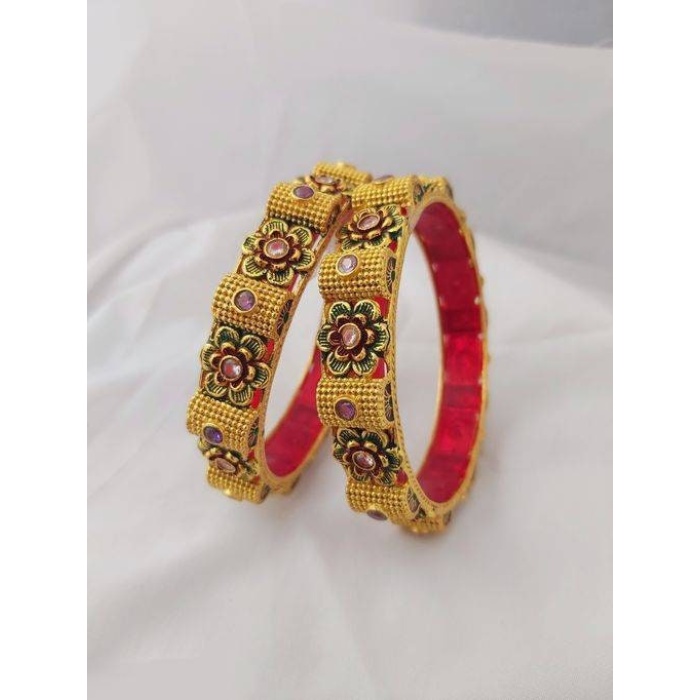 Beautiful Hand Craftetd Multi Colour Flower Design Bangles, Indian Bangle, Flower Bangle, Wedding Bangle, Indian Jewellery, 2 Pices Set | Save 33% - Rajasthan Living 5