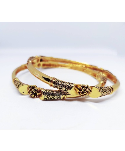 Beautiful Hand Craftetd Gold Colour Designer Bangles, Indian Bangle, Flower Bangle, Wedding Bangle, Indian Jewellery, 2 Pices Set | Save 33% - Rajasthan Living
