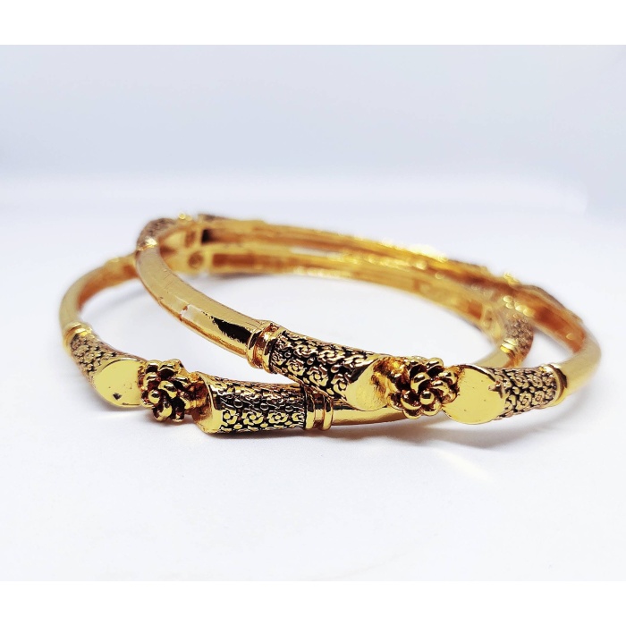 Beautiful Hand Craftetd Gold Colour Designer Bangles, Indian Bangle, Flower Bangle, Wedding Bangle, Indian Jewellery, 2 Pices Set | Save 33% - Rajasthan Living 5