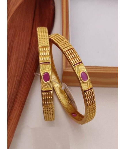 Beautiful Hand Handmade Gold Colour Ruby Stone Designer Bangles, Indian Bangle, Flower Bangle, Wedding Bangle, Indian Jewellery, 2 Pices Set | Save 33% - Rajasthan Living