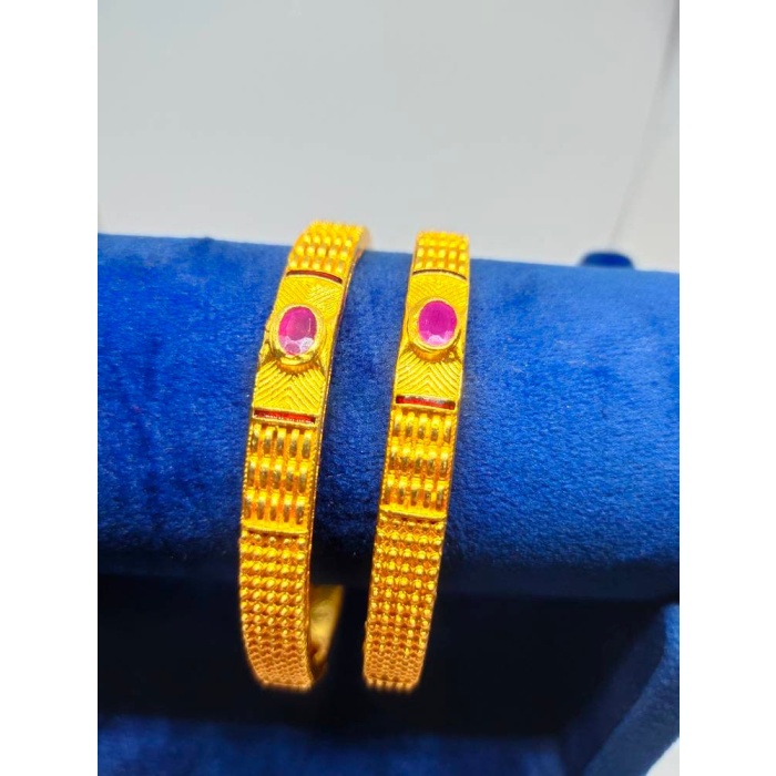 Beautiful Hand Handmade Gold Colour Ruby Stone Designer Bangles, Indian Bangle, Flower Bangle, Wedding Bangle, Indian Jewellery, 2 Pices Set | Save 33% - Rajasthan Living 9