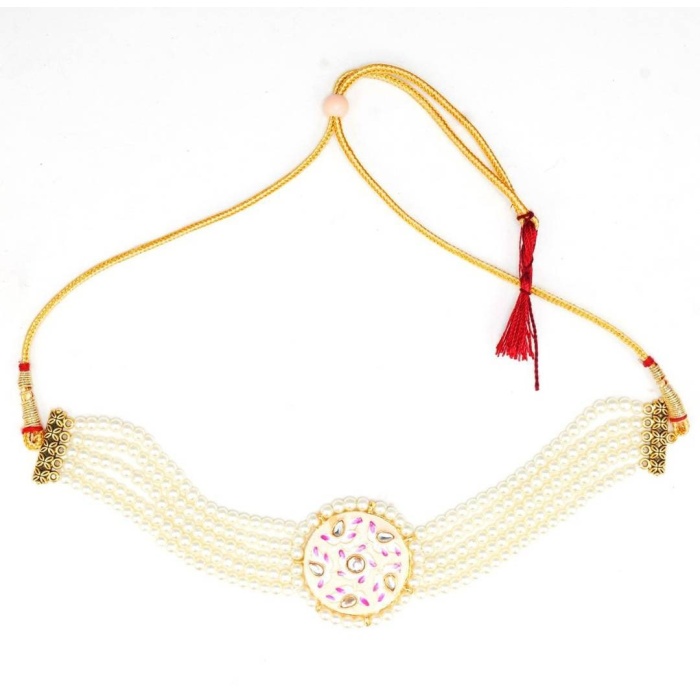 White Handmade Lotus Flower Panting Round Shape Black Lineing Choker, Indian Choker, Indian Jewellery, Pink Flower Jewellery Meenakari | Save 33% - Rajasthan Living 5