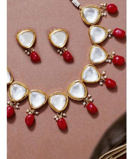 New Triangle Shape Handmade Kundan Jewellery Set With Matching Earrings, Kundan Jewellery, Indian Jewellery, Emarald Necklace, Bridal Choker | Save 33% - Rajasthan Living