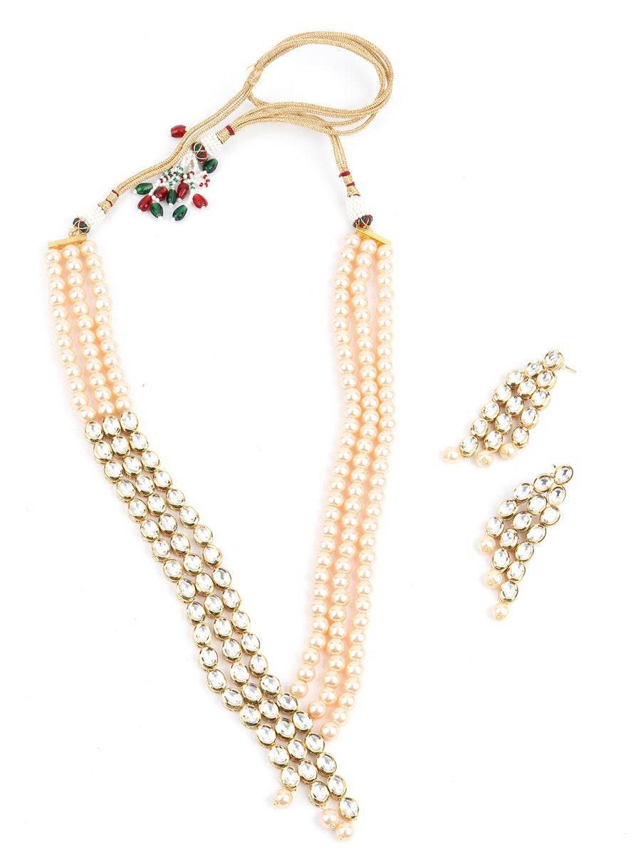 New Kundan Long Chain,one Side Three Layer Golden Beads One Side 3 Layer Kundan, Indian Jewellery, Beautiful Jewellery, Training Jewellery | Save 33% - Rajasthan Living 13