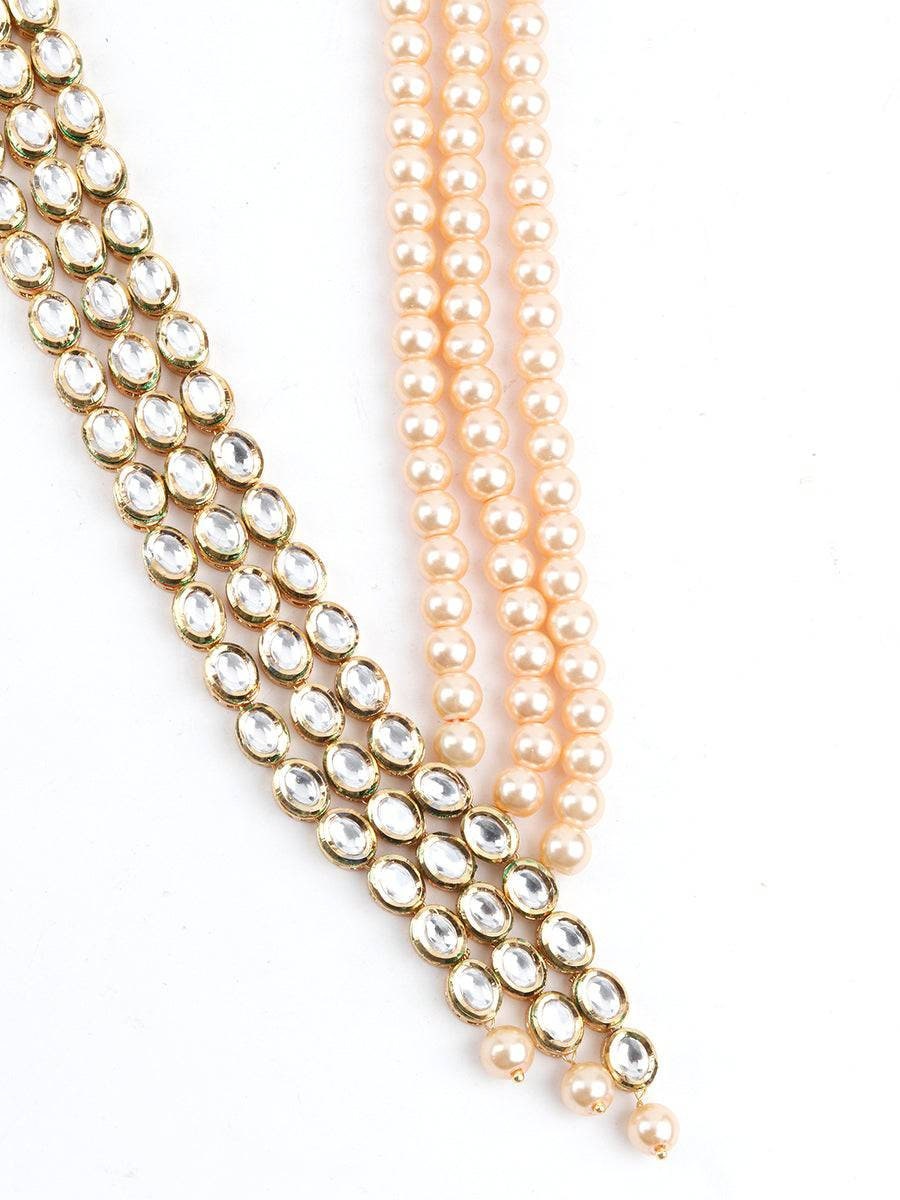 New Kundan Long Chain,one Side Three Layer Golden Beads One Side 3 Layer Kundan, Indian Jewellery, Beautiful Jewellery, Training Jewellery | Save 33% - Rajasthan Living 18