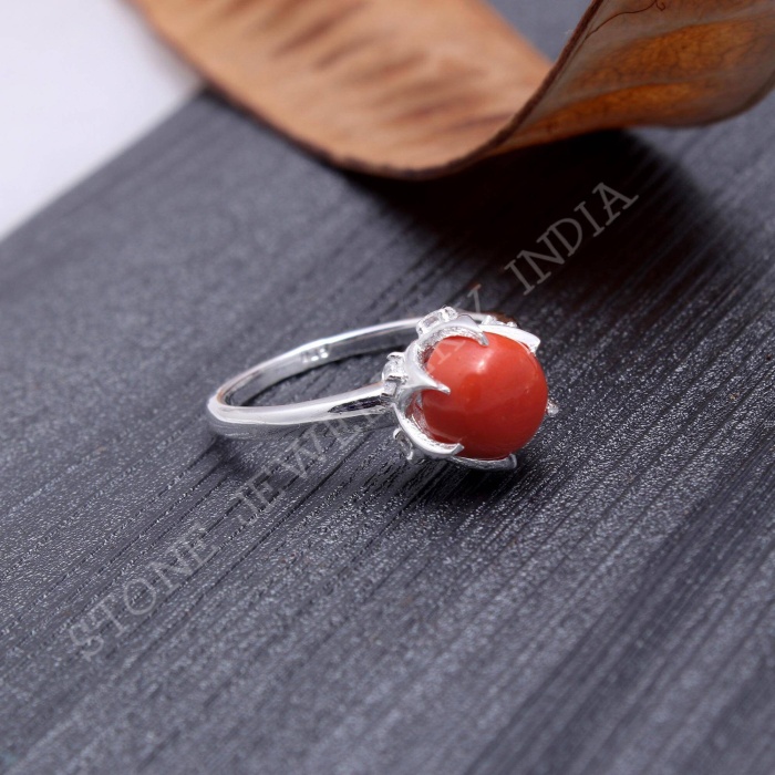 925 Sterling Silver Natural Red Coral Ring, Handmade Carved Silver, Valentine’s Day Gift for Man’s, Round Shape Natural Coral, Customised | Save 33% - Rajasthan Living 6