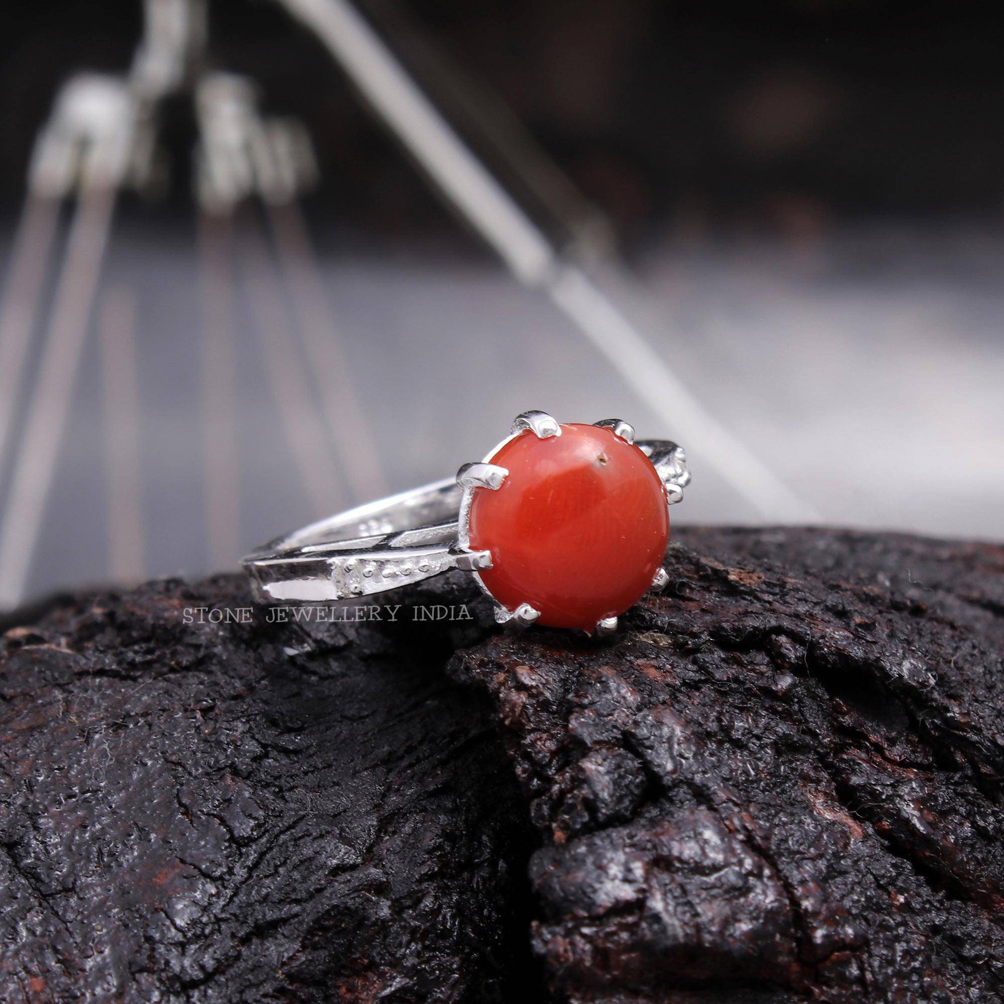 Shri Ji Store Red Coral Ring Adjustable| Moonga Ring Original Best Quality  Moonga Ring| Pure Moonga Stone Ring Original Red Coral Gemstone |  Moongamunga Stone Ring Price in India - Buy Shri