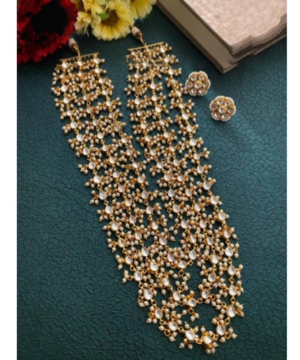 New Handmade Long Kundan Gold Necklace Long Necklace Earrings Indian Traditonal Jewelry, New Year Sale, Wedding Wear, Bridal Set, Square | Save 33% - Rajasthan Living