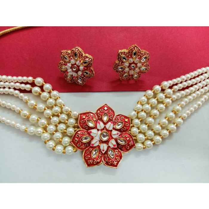 Elegant Kundan Choker Set/pastel Kundan Choker/designer Kundan Choker Set/pastel Color Kundan Set/simple Kundan Set/flower Kundan Set/ Red | Save 33% - Rajasthan Living 7