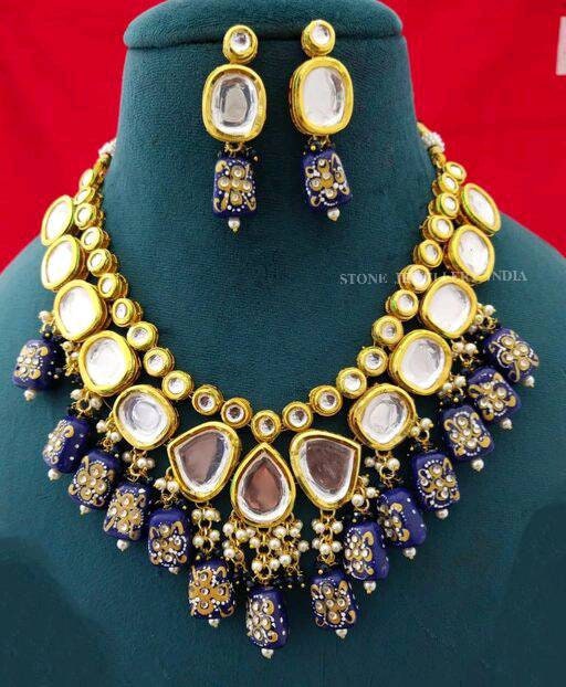 Heavy Meenakari Jadau Kundan Handmade Kundan Bridal Choker Set, Tanjore Semiprecious Stone Kundan Necklace, Customizable Indian Jewelry Set | Save 33% - Rajasthan Living 20