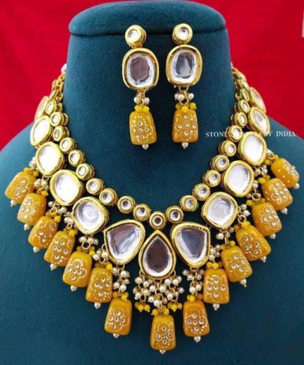 Heavy Meenakari Jadau Kundan Handmade Kundan Bridal Choker Set, Tanjore Semiprecious Stone Kundan Necklace, Customizable Indian Jewelry Set | Save 33% - Rajasthan Living 15