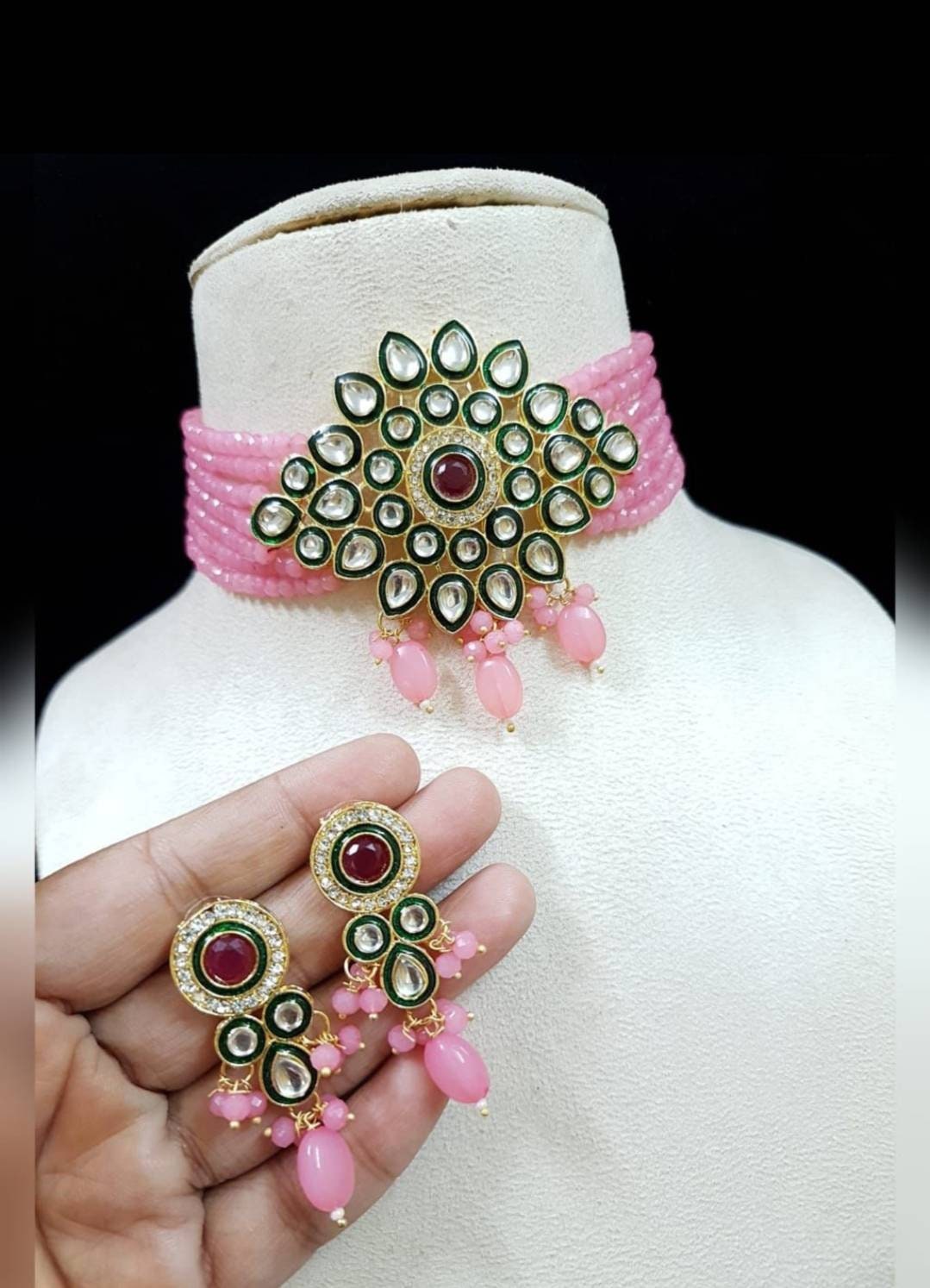 Indian Kundan Choker/ Indian Jewelry/ Indian Necklace/ Indian Choker/ Indian Wedding Necklace Set/ Kundan Choker/ Flower Necklace/ Diwali | Save 33% - Rajasthan Living 11