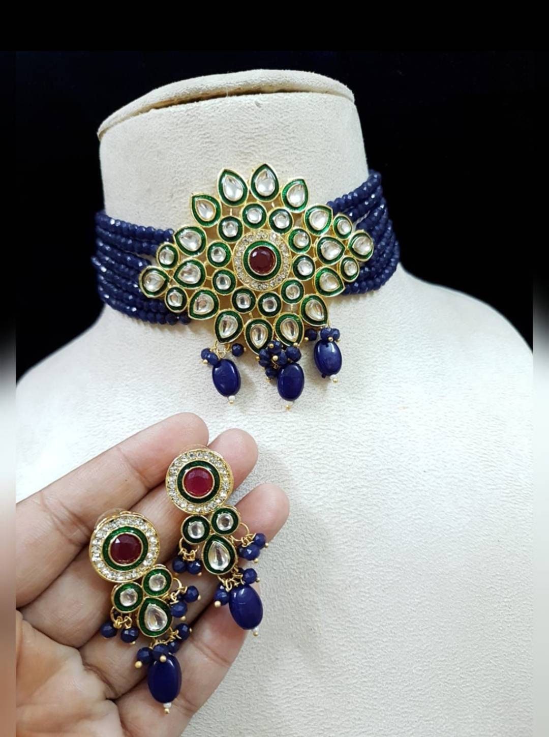 Indian Kundan Choker/ Indian Jewelry/ Indian Necklace/ Indian Choker/ Indian Wedding Necklace Set/ Kundan Choker/ Flower Necklace/ Diwali | Save 33% - Rajasthan Living 15