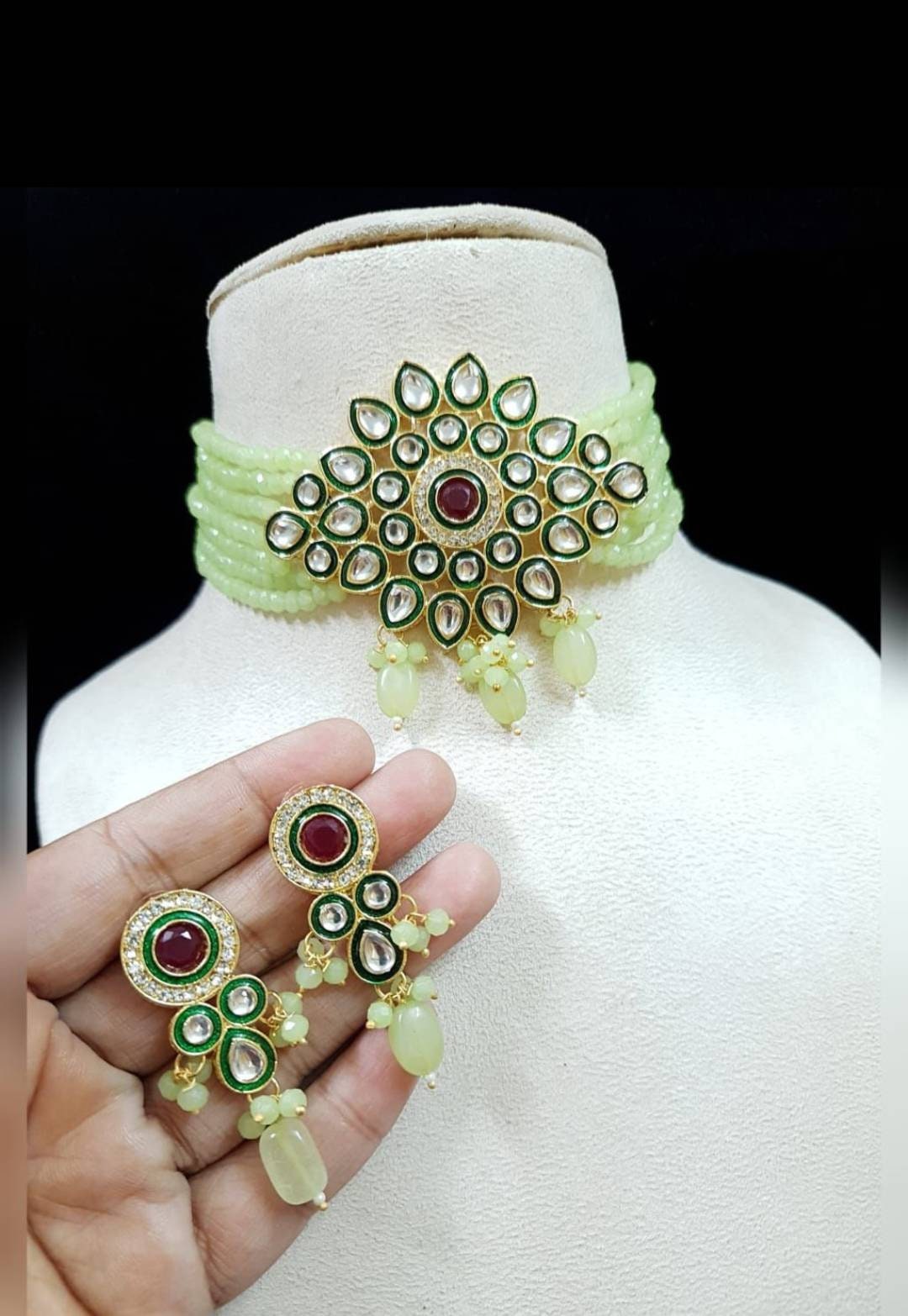 Indian Kundan Choker/ Indian Jewelry/ Indian Necklace/ Indian Choker/ Indian Wedding Necklace Set/ Kundan Choker/ Flower Necklace/ Diwali | Save 33% - Rajasthan Living 14