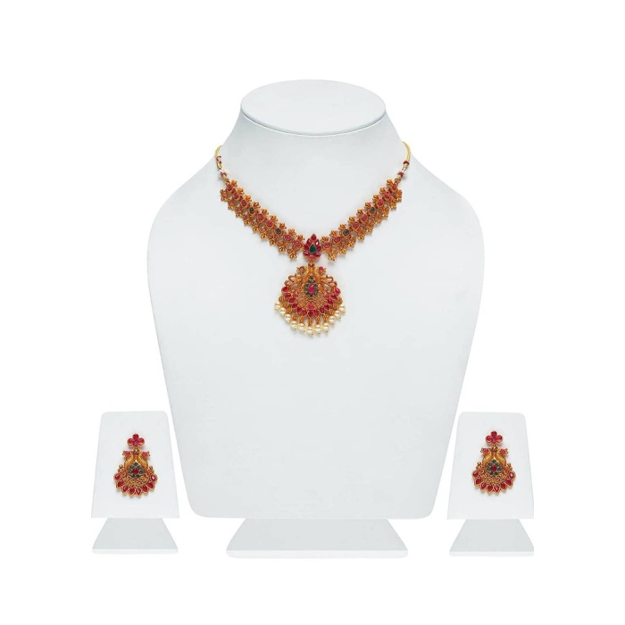 Beautiful Traditional Gold-plated Tample Jewellery Set /indian Women Jewellery Gold Plated Fashion Jewelry / Wedding Wear Bridal Set | Save 33% - Rajasthan Living 8