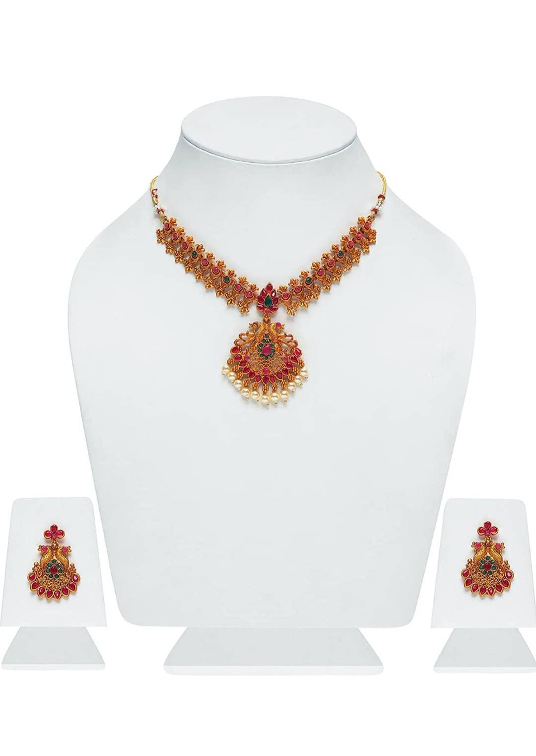 Beautiful Traditional Gold-plated Tample Jewellery Set /indian Women Jewellery Gold Plated Fashion Jewelry / Wedding Wear Bridal Set | Save 33% - Rajasthan Living 15