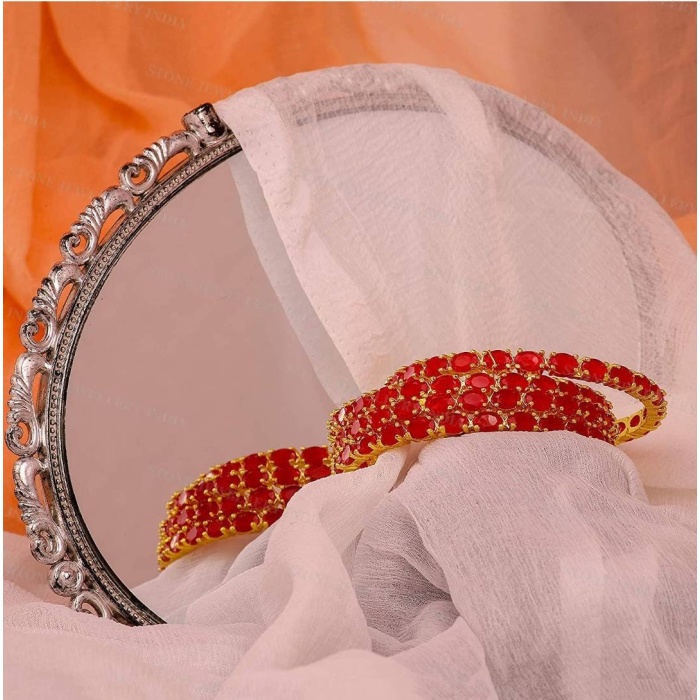 Beautiful Gold Plated Ruby Stone Bangles -wedding Bridal Jewelry -bridesmaid Gift -designer Pearl Bangles -indian Ethnic Bangle | Save 33% - Rajasthan Living 5