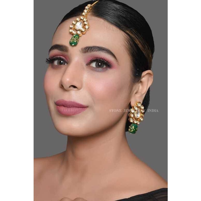 Kundan Tikka and Earrings Set /pearl Mang Tikka Set/ Pearl Tikka Earrings Set/kundan Tikka Set/indian Jewelry/ Indian Wedding Jewelry/tika | Save 33% - Rajasthan Living 6