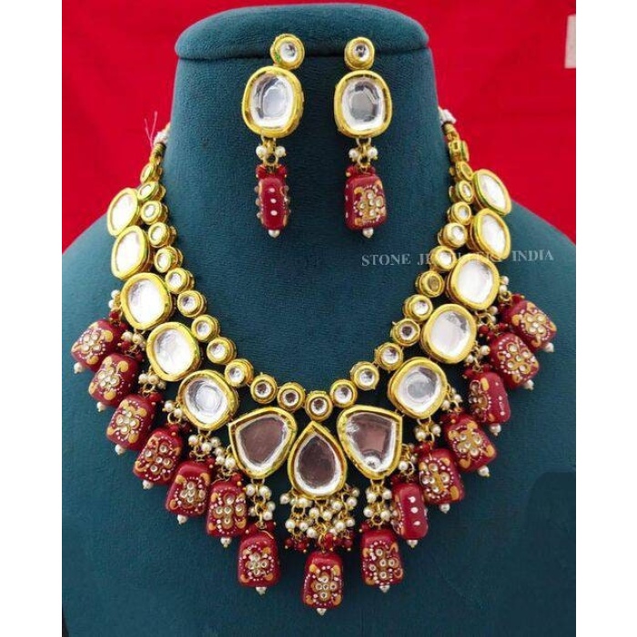 Heavy Meenakari Jadau Kundan Handmade Kundan Bridal Choker Set, Tanjore Semiprecious Stone Kundan Necklace, Customizable Indian Jewelry Set | Save 33% - Rajasthan Living 7