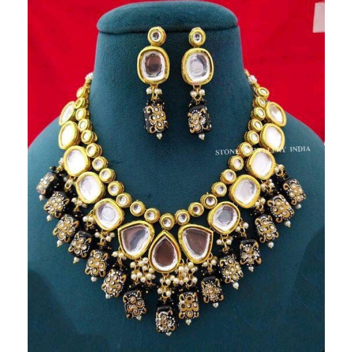 Heavy Meenakari Jadau Kundan Handmade Kundan Bridal Choker Set, Tanjore Semiprecious Stone Kundan Necklace, Customizable Indian Jewelry Set | Save 33% - Rajasthan Living 13